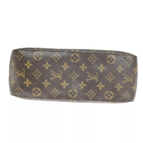 LOUIS VUITTON Logo Looping GM Shoulder Bag Monogram Leather Brown - Picture 12 of 16